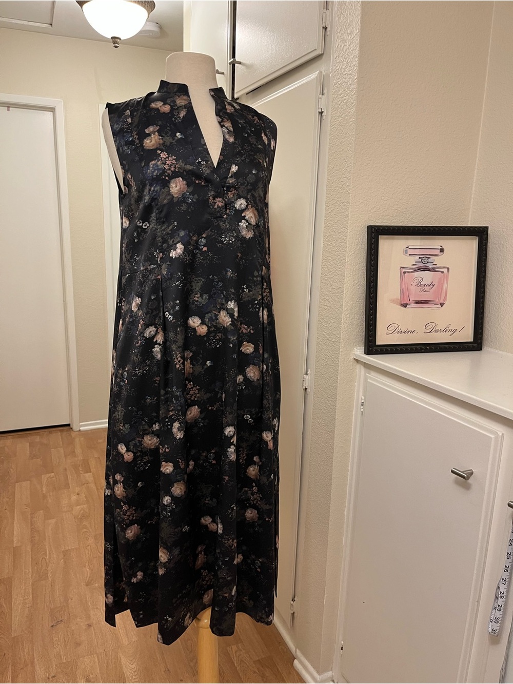 Vince Dark Floral Midi Dress - Size M